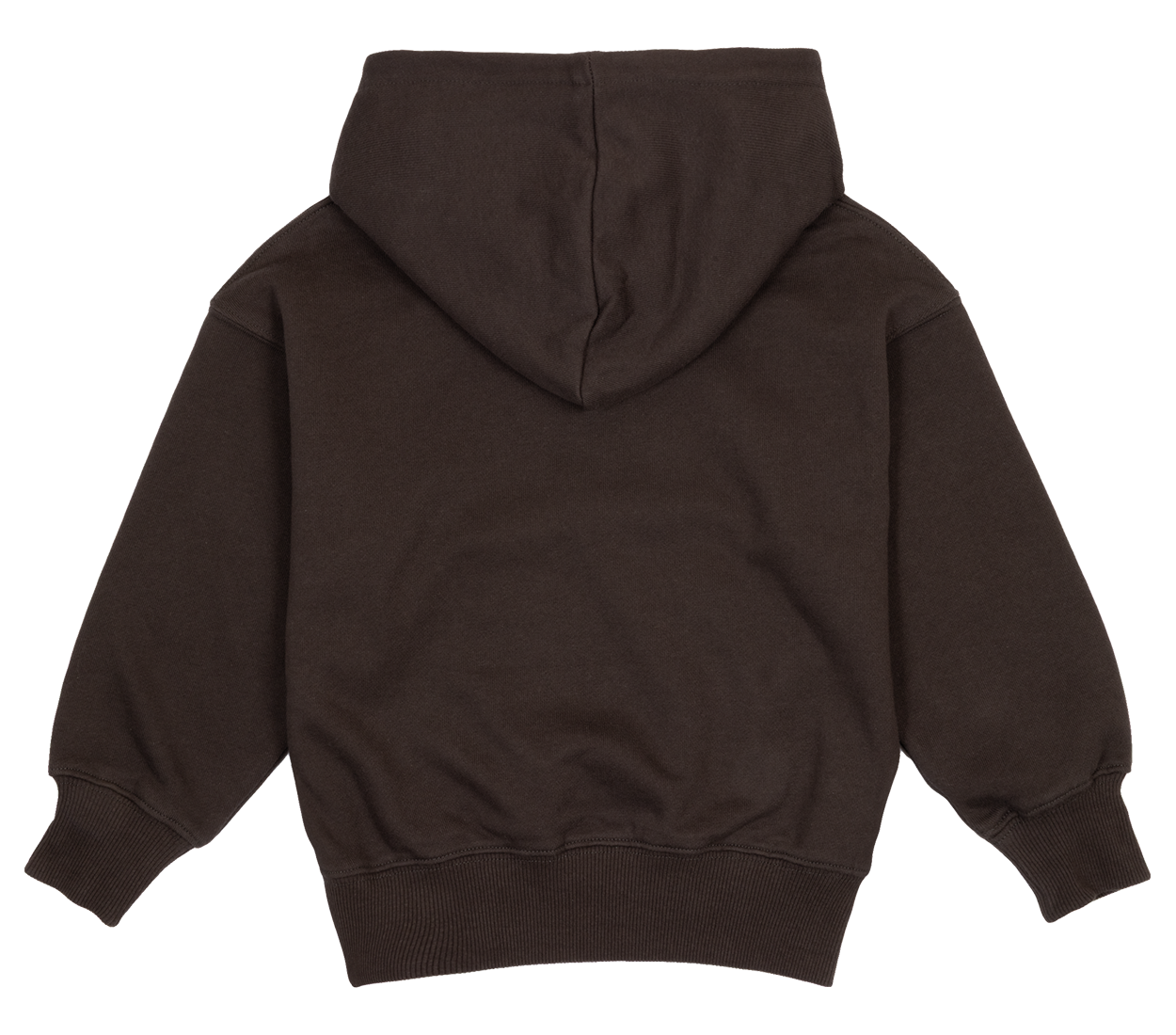 Back view of a black diamond hoodie for kids, featuring a cozy hood and ribbed cuffs, perfect for stylish comfort.