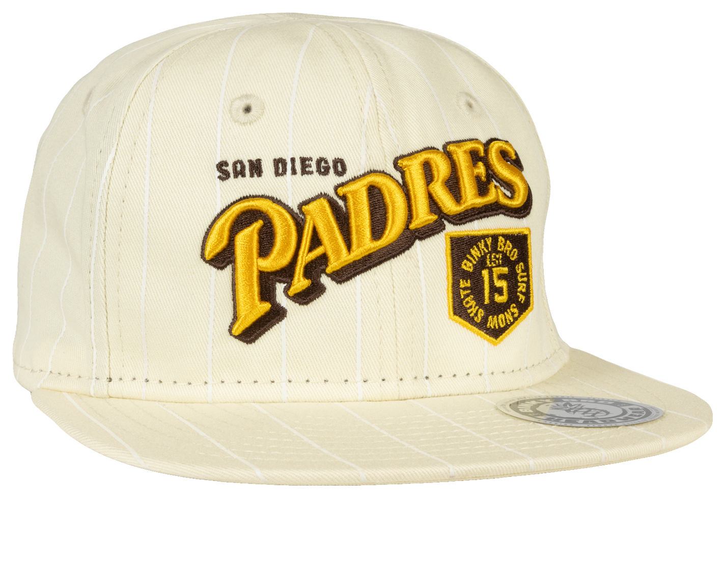 Cream snapback cap featuring San Diego Padres logo and vintage design, perfect for stylish young fans.