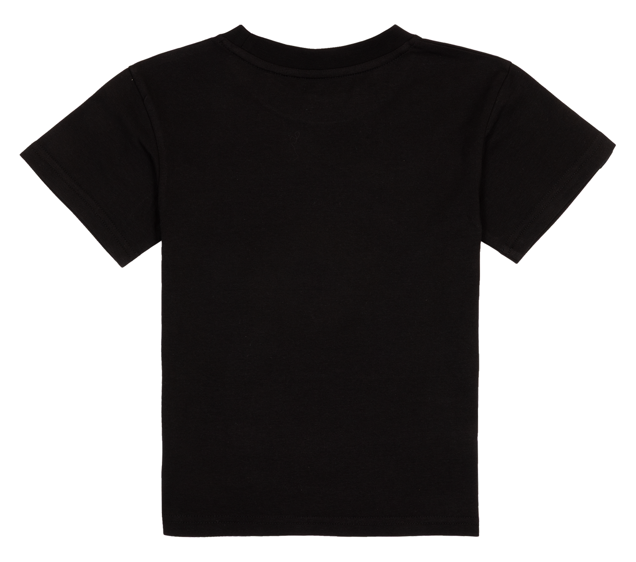 Black short-sleeve t-shirt for kids, featuring a simple and stylish design, perfect for surf and skate enthusiasts.