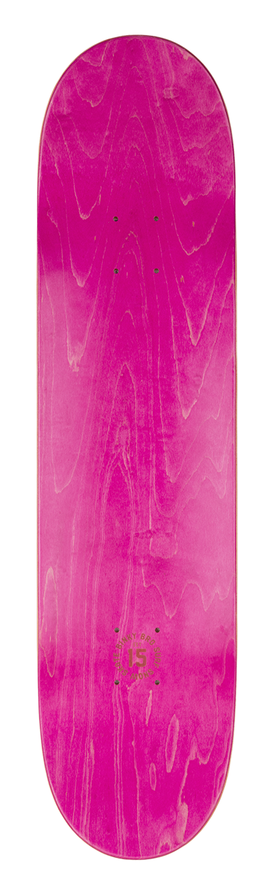 Bright pink skateboard deck with a smooth finish, showcasing a minimalist design for stylish youth riders.