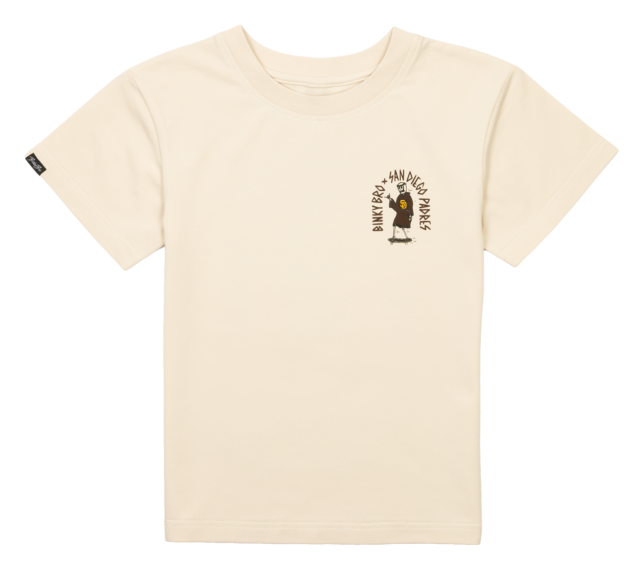 Cream-colored shirt featuring a graphic design that celebrates San Diego Padres, perfect for kids who love baseball.